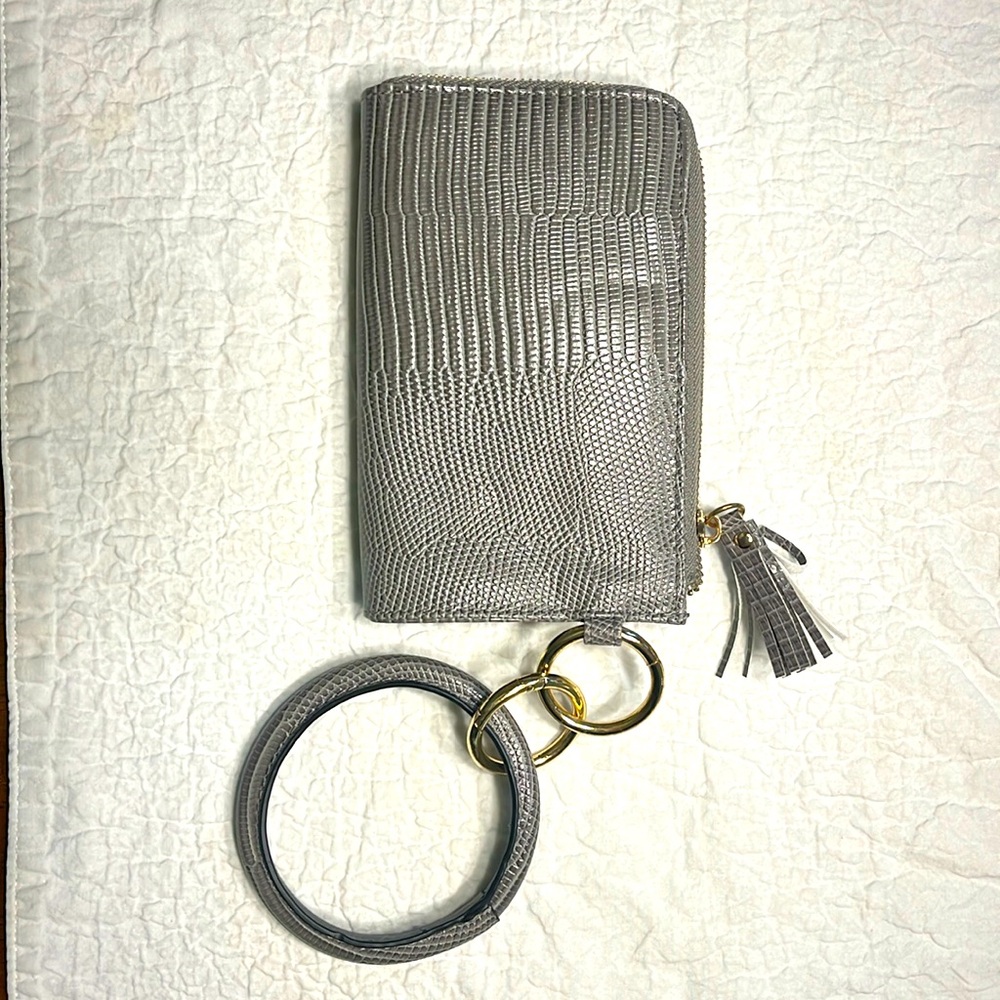 Bangle Wristlet Wallet grey snakeskin